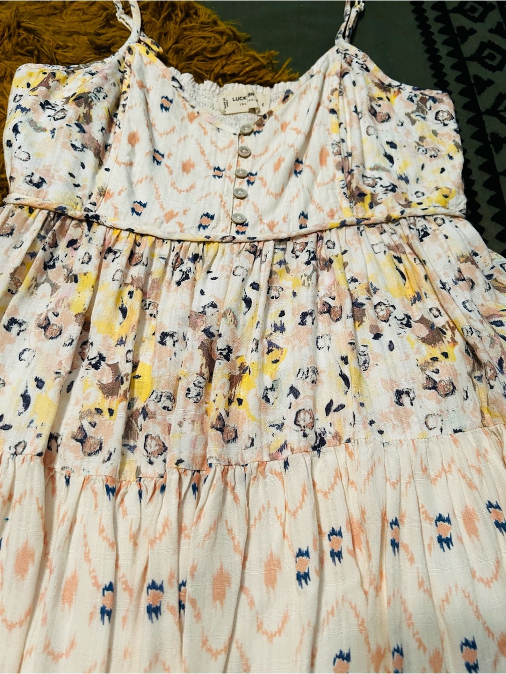 Lucky Brand Floral Tiered Sundress - Light Pink & Yellow - Picture 3 of 5